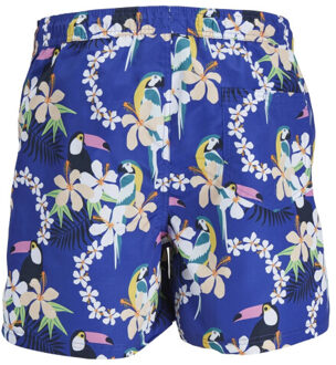 Jack & Jones Heren zwemshorts jpstfiji aop blauw tropisch paradijs print - maat M Veelkleurig