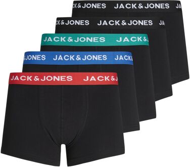 Jack & Jones Huey Trunks Boxershorts Heren (5-pack) zwart - rood - blauw - groen - S