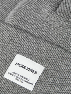Jack & Jones Jack and Jones Beanie Grijs Brede Rand Acryl - ONESIZE