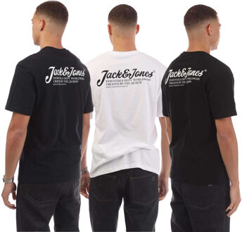 Jack & Jones Jack And Jones Heren Beau Footprint T-Shirt (Pak van 3) (Marine, Wit, Zwart) Navy