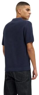 Jack & Jones Jack And Jones Heren Gebreid Split Hals Poloshirt (Nachtelijke hemel) - maat Hemelsblauw