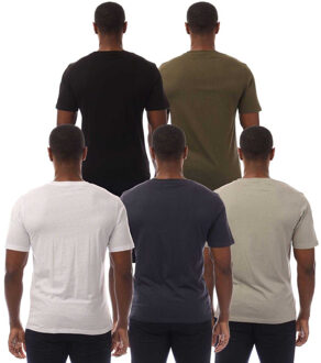 Jack & Jones Jack And Jones Heren Label T-shirt (Set van 5) (Marine/Wit/Zwart/Grijs/Kaki Groen) Navy