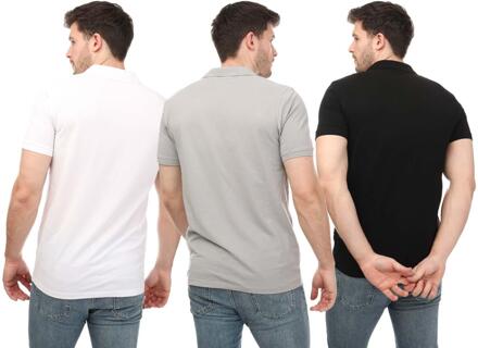 Jack & Jones Jack And Jones Heren Poloshirt (Doos van 3) (Zwart/Grijs/Wit) Zwart/wit