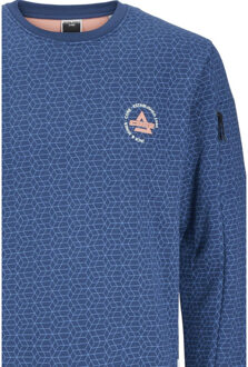 Jack & Jones Jcoaop chestprint sweat crew neck Blauw - L