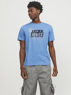 Jack & Jones Jcomap logo tee ss crew neck sn Blauw - M