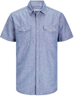 Jack & Jones Jcosheridan linen blend shirt ss Indigoblauw - M