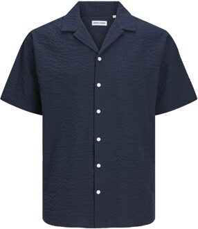 Jack & Jones Jjaydan seersucker resort shirt ss Blauw - XL