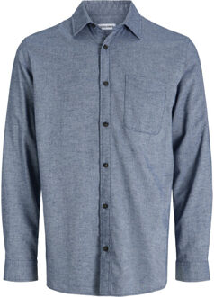 Jack & Jones Jjeclassic melange shirt l/s noos - maat M Blauw