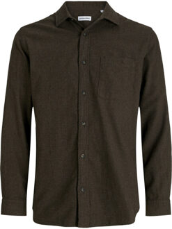 Jack & Jones Jjeclassic melange shirt l/s noos - maat M Bruin