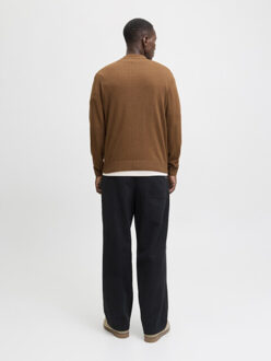 Jack & Jones Jjeemil knit polo half zip ls noos camel Bruin - M