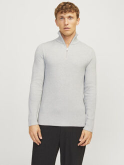 Jack & Jones jjeperfect knit half zip sn 12257773 light grey melange Grijs