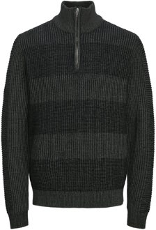 Jack & Jones Jjhugo knit half zip antraciet - maat Zwart
