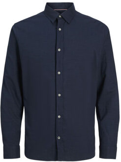 Jack & Jones Jjpierre slub shirt ls navy Blauw - M
