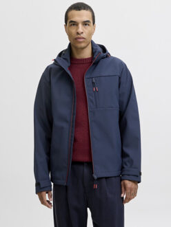 Jack & Jones Jjthatcher softshell hood navy - maat M Blauw