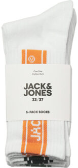 Jack & Jones Jongens sport sokken jacseth tennis sokken 5-pack Wit - 33-37