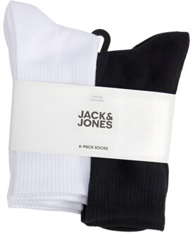 Jack & Jones Jongens sportsokken jacnolan tennissokken 6-pack effen wit/zwart - maat 33-37