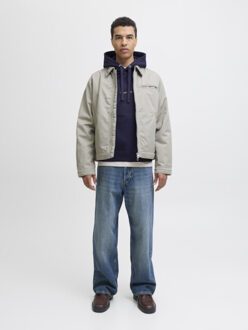 Jack & Jones jornorrebro emb sweat hood noos 12282861 ocean cavern - maat M Blauw