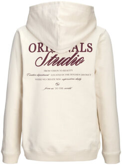 Jack & Jones Jornorrebro typo back sweat hood sn jnr off-white - maat 164 Ecru
