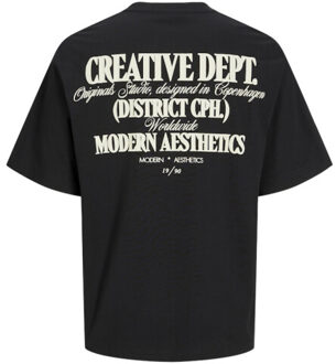 Jack & Jones jorroxbury type tee ss crew neck 12265826 black Zwart - M