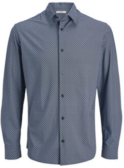 Jack & Jones Jprblaactive stretch ls shirt dessin Blauw
