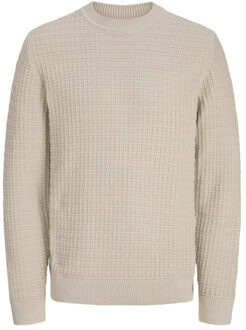 Jack & Jones Jprblabruce knit structure crew neck beige Ecru - M