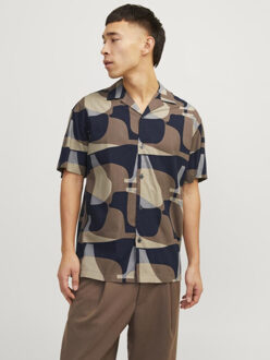 Jack & Jones Jprblacarnaby print resort shirt s dessin - maat S Bruin