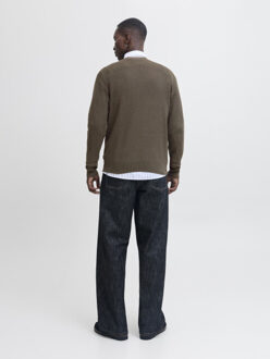 Jack & Jones Jprblubarkley knit crew neck ch ln - maat L Bruin