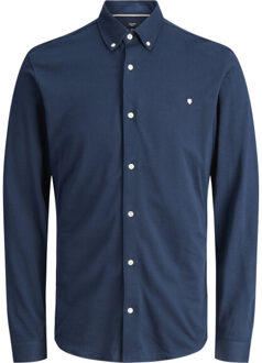 Jack & Jones Jprblublake pique detail l/s shirt Blauw