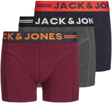Jack & Jones JUNIOR boxershort - set van 3 antraciet/rood/zwart Grijs - 128