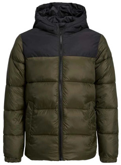 Jack & Jones Junior jongens winterjas Donker groen - 164