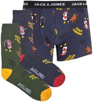 Jack & Jones Kerst ondergoed giftbox jongens boxershort + sokken jacpenguin Print / Multi - 140