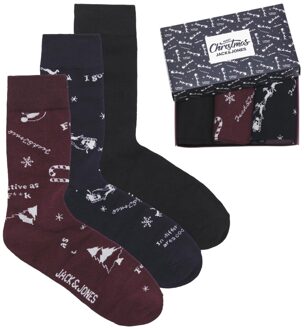 Jack & Jones Kerst Sokken Giftbox 3-pack JACSNOWFLAKE-one size Donkerblauw - One Size (40-46)