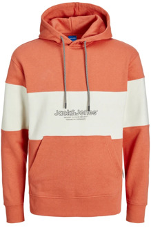 Jack & Jones Kleurblock Hoodie Sweatshirt Jack & Jones , Orange , Heren - Xl,L,M,S