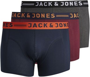 Jack & Jones Lichfield Trunk Boxershorts Heren (plussize) (3-pack) donkerblauw - oranje - rood - grijs - zwart - wit - 2XL