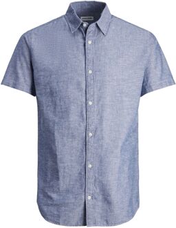Jack & Jones Linen SS Overhemd Heren (plussize) blauw - 4XL