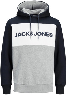 Jack & Jones Logo Blocking Hoodie Sweatshirt Jack & Jones , Gray , Heren - M