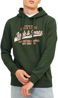 Jack & Jones Logo Hoodie Heren groen - oranje - wit - S