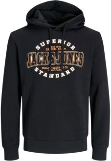 Jack & Jones Logo Hoodie Heren zwart - wit - oranje - S