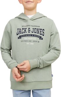 Jack & Jones Logo Sweat Hoodie Junior lichtgroen - donker blauw - wit - 140