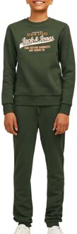 Jack & Jones Logo Sweat Joggingpak Junior groen - oranje - wit - 98