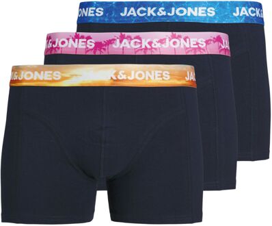 Jack & Jones Luca Solid Trunk Boxershorts Jongens (3-pack) donkerblauw - oranje - roze - blauw - 140