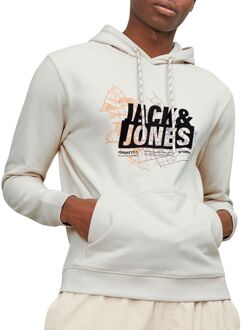 Jack & Jones Map Logo Sweat Hoodie Heren beige - zwart - paars - oranje