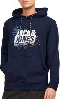 Jack & Jones Map Logo Sweat Hoodie Heren donkerblauw - wit - blauw - roze - XL