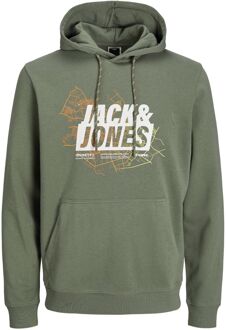 Jack & Jones Map Logo Sweat Hoodie Heren (plussize) groen - wit - oranje - 2XL