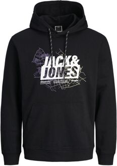 Jack & Jones Map Logo Sweat Hoodie Heren (plussize) zwart - wit - geel - paars - 2XL