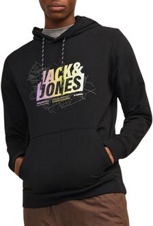 Jack & Jones Map Summer Logo Hoodie Heren zwart - roze - geel - wit - XL