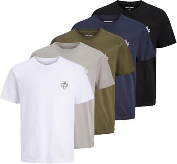 Jack & Jones Men's Jack Jones 5 Pack of Tag T-Shirts in Navy Veelkleurig