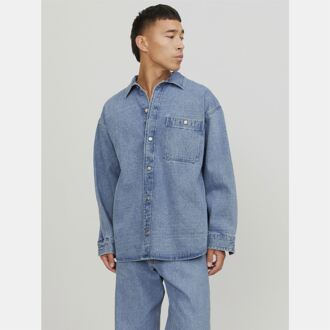 Jack & Jones Men's Jack Jones Santorini Denim Overshirt in Blue Blauw - 2XL