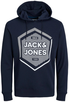 Jack & Jones Moderne Hoodie met Frontprint Jack & Jones , Blue , Heren - Xl,L,M,S