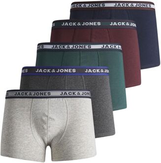Jack & Jones Oliver Trunk Boxershorts Jongens (5-pack) licht grijs - grijs - groen - rood - donker blauw - 128